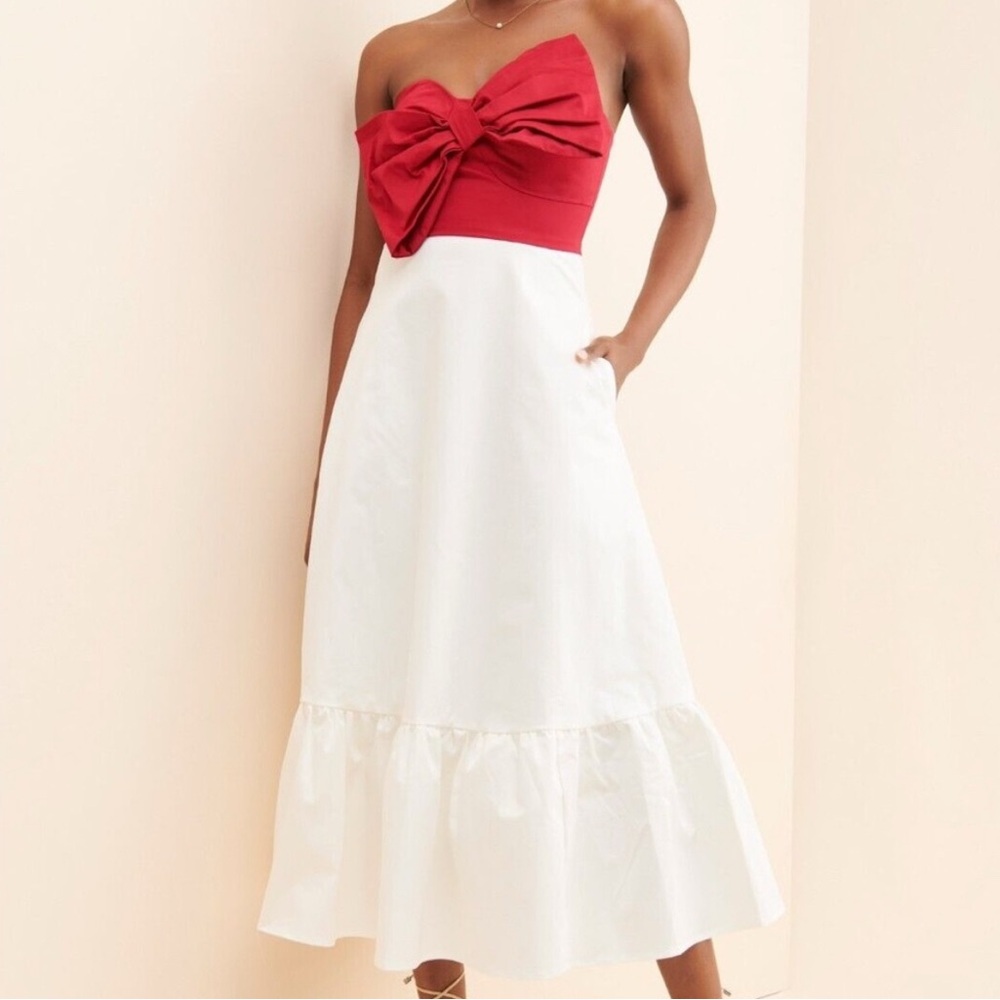 NWT Hutch Strapless Bow-Tie Midi Dress